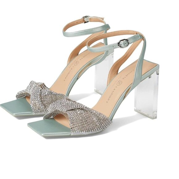 Chinese Laundry® Galda Mint Rhinestone Clear Block Heels Size 6.5 New in Box - Picture 1 of 10